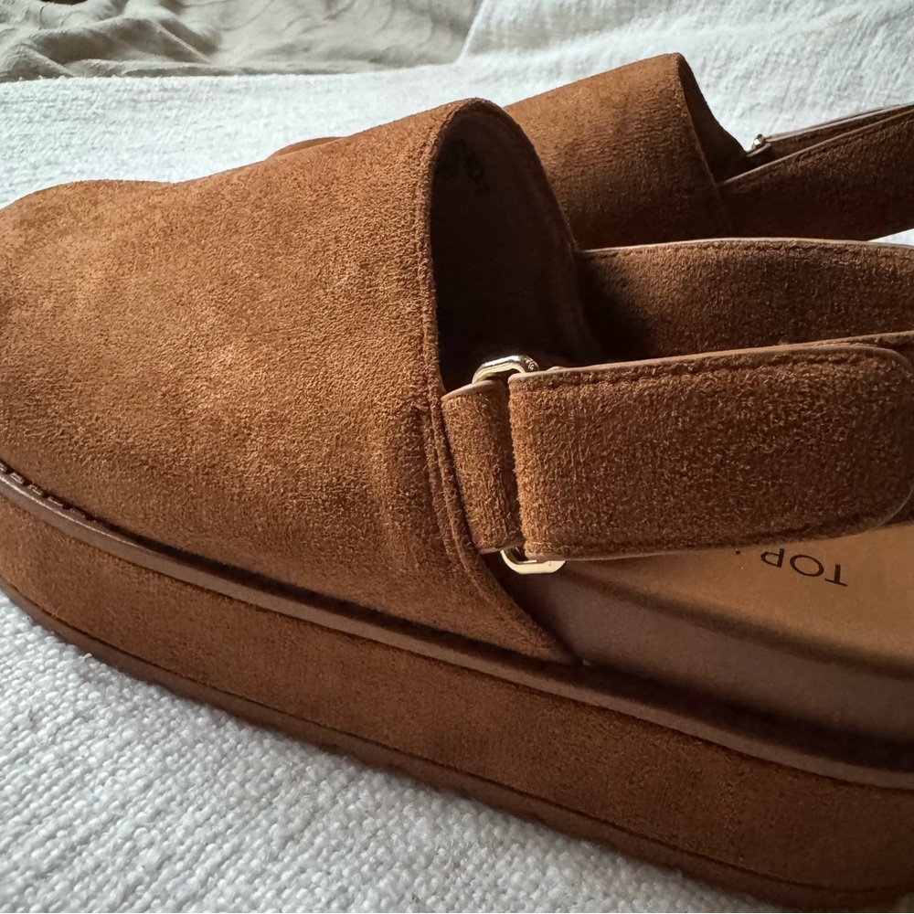 Women’s Suede Platform Slingback Clogs - Brown - Picture 5 of 7
